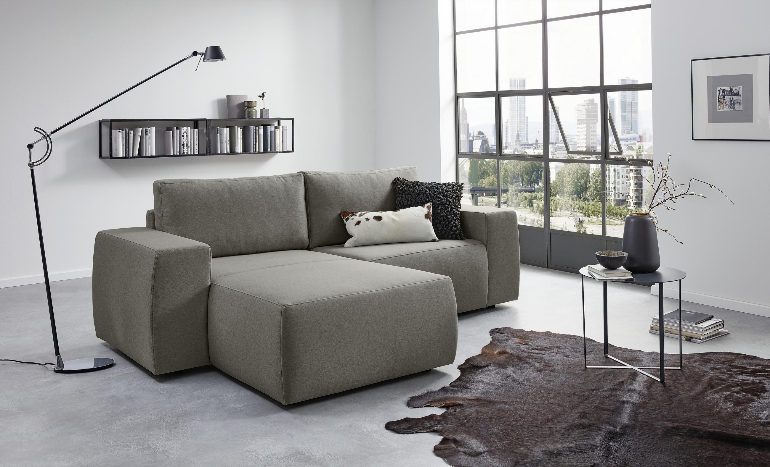 ECKSOFA in Webstoff Grau  160/242 cm  - Schwarz/Grau, Design, Kunststoff/Textil (160/242cm) - LOOKS by W.Joop