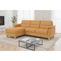 ROHOVÁ SEDAČKA, koža, kari žltá - farba duba/kari žltá, Basics, koža/drevo (163/244cm) - Sit & More