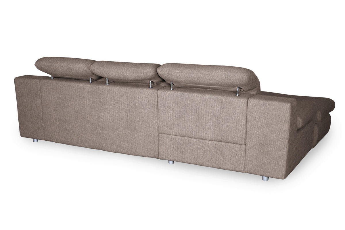 ECKSOFA Taupe Chenille  - Taupe/Chromfarben, Design, Textil/Metall (165/286cm) - Livetastic