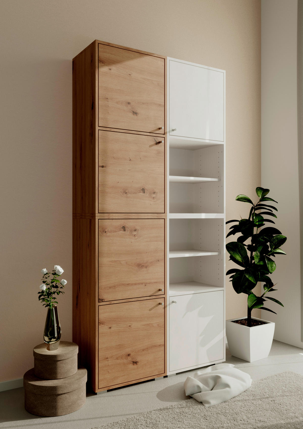 REGAL  46/96,5/33,5 cm Eiche Artisan  - Alufarben/Eiche Artisan, Design, Holzwerkstoff/Kunststoff (46/96,5/33,5cm) - MID.YOU