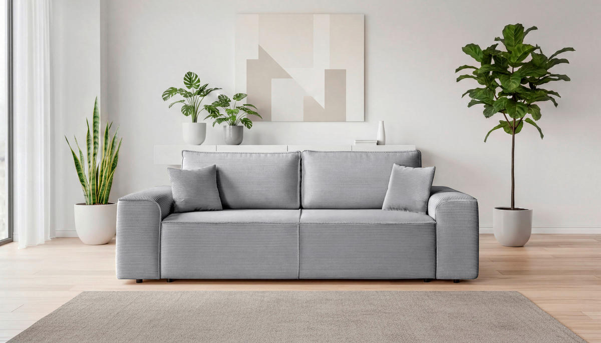 SCHLAFSOFA  mit Rücken echt, Armteil links, Armteil rechts Cord Grau  - Schwarz/Grau, Design, Kunststoff/Textil (261/95/108cm) - Xora