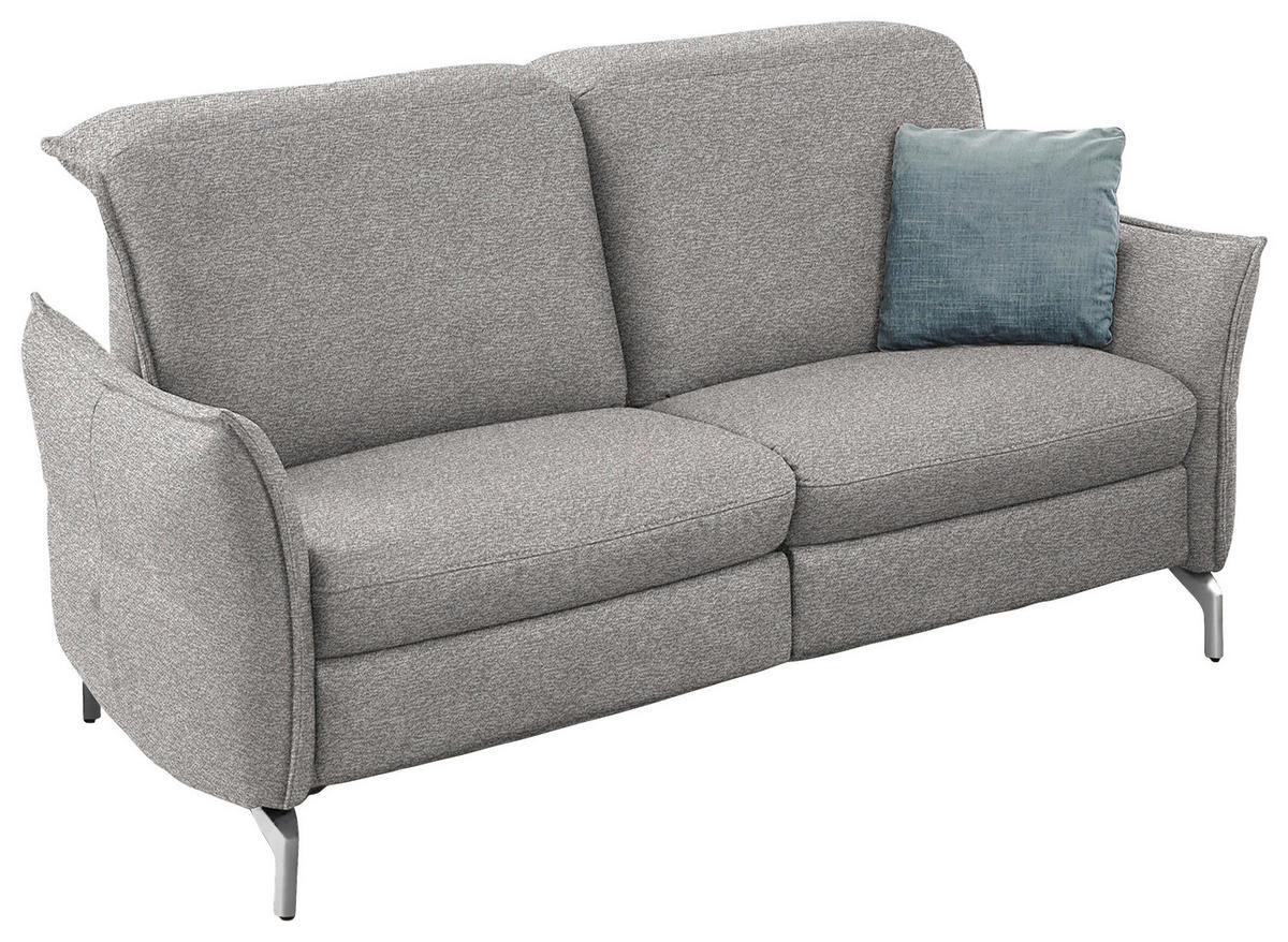 2,5-SITZER in Chenille Grau, Weiss  - Weiss/Grau, Modern, Textil/Metall (185/89/109cm) - Livetastic