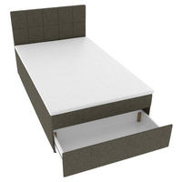 BOXBETT 120/200 cm,  in Anthrazit, Matratze, Topper, Bettschublade, H3 = fest  - Anthrazit/Schwarz, KONVENTIONELL, Kunststoff/Textil (120/200cm) - Boxxx