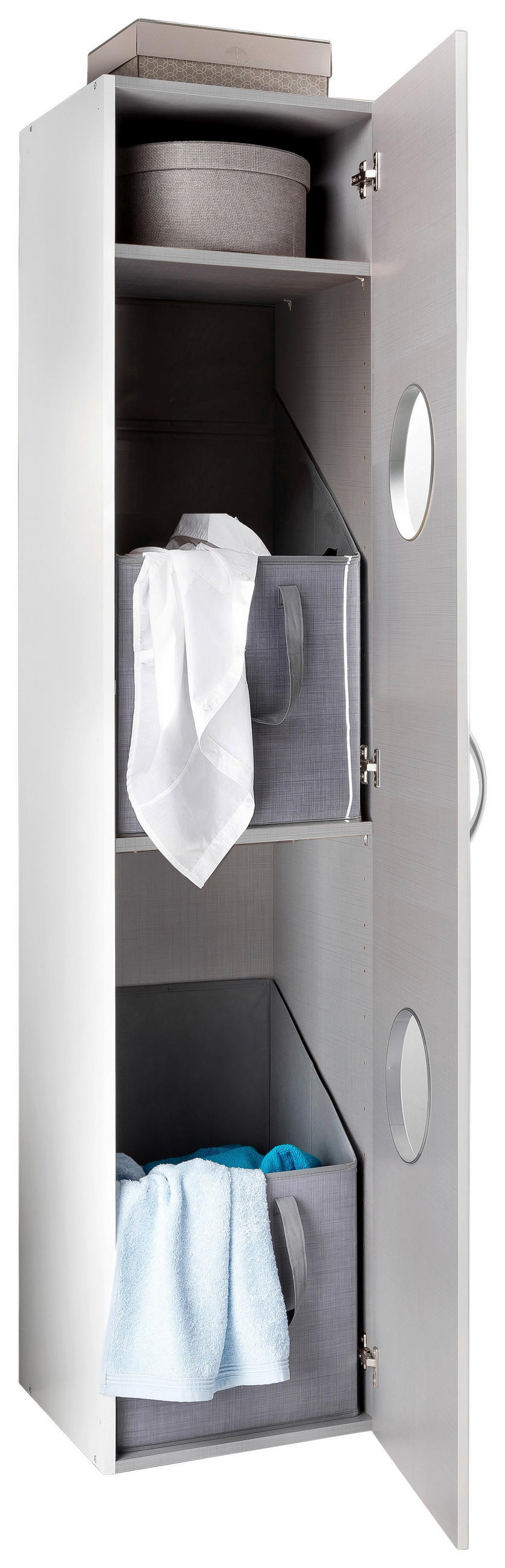 WÄSCHESCHRANK 40/185/40 cm  in Eichefarben  - Eichefarben/Alufarben, KONVENTIONELL, Holzwerkstoff/Kunststoff (40/185/40cm) - Xora