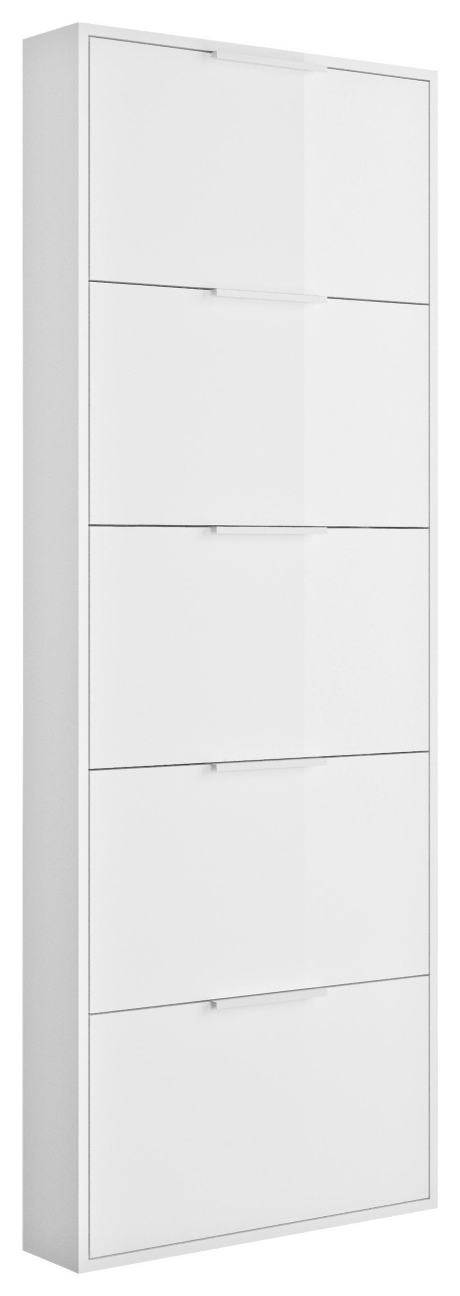 OMARA Z LOPUTAMI ZA ČEVLJE bela, visoki sijaj - bela/visoki sijaj, Design, leseni material (65/173,5/15cm) - Carryhome