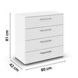 KOMMODE , 80/81/42 cm, 4 Schublade(n)  - Edelstahlfarben/Alufarben, Basics, Holzwerkstoff/Kunststoff (80/81/42cm) - Xora
