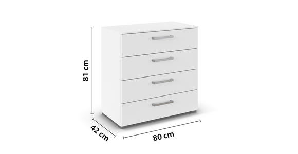 KOMMODE , 80/81/42 cm, 4 Schublade(n)  - Edelstahlfarben/Alufarben, Basics, Holzwerkstoff/Kunststoff (80/81/42cm) - Xora