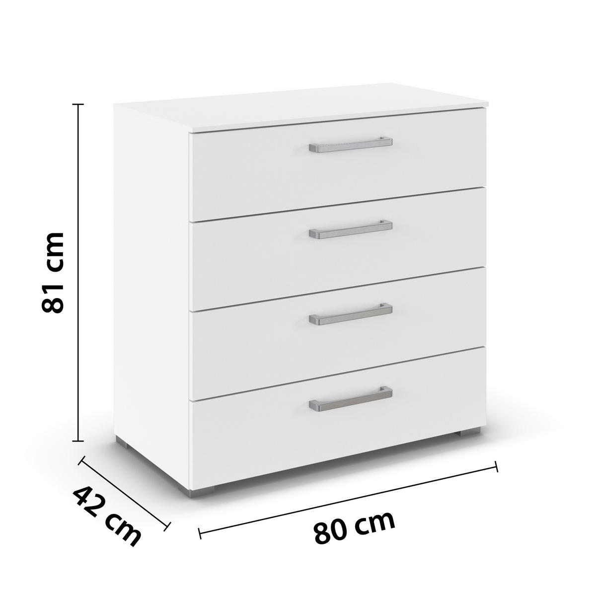 KOMMODE , 80/81/42 cm, 4 Schublade(n)  - Edelstahlfarben/Alufarben, Basics, Holzwerkstoff/Kunststoff (80/81/42cm) - Xora