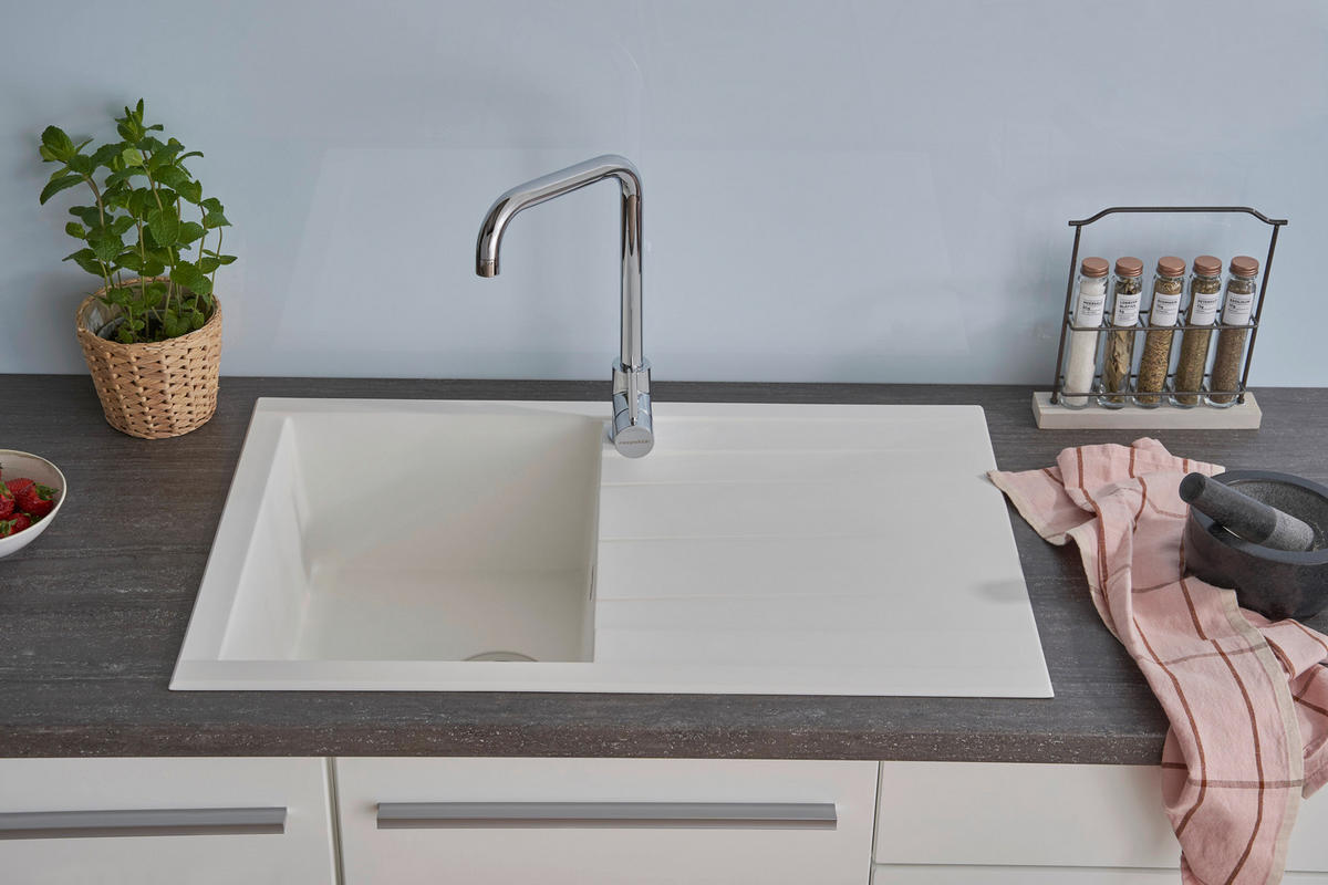 SPÜLE 1712HOUSTON80X50W  - Weiß, Trend, Glas/Kunststoff (80/21/50cm) - Respekta