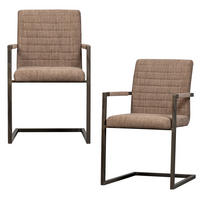 ARMLEHNSTUHL-SET 2 Stück  in Eisen Webstoff  - Schwarz/Braun, MODERN, Textil/Metall (54/87/62cm) - Livetastic