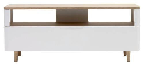 LOWBOARD Weiß, Eichefarben  120/49/40 cm  - Eichefarben/Weiß, Design, Holzwerkstoff (120/49/40cm) - Novel