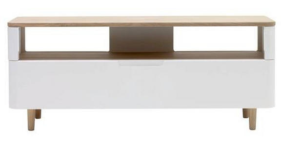 LOWBOARD Weiß, Eichefarben 120/49/40 cm - Eichefarben/Weiß, Design, Holzwerkstoff (120/49/40cm) - Novel