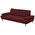 3-SITZER-SOFA in Leder Rot  - Rot/Schwarz, Design, Leder/Metall (222/86/104cm) - Dieter Knoll