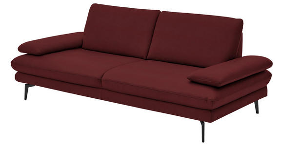 3-SITZER-SOFA in Leder Rot - Rot/Schwarz, Design, Leder/Metall (222/86/104cm) - Dieter Knoll