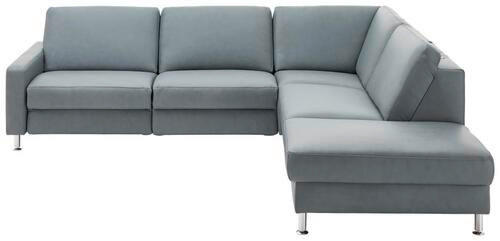 ECKSOFA in Echtleder Grau  - Alufarben/Grau, Design, Leder/Metall (275/242cm) - Dieter Knoll