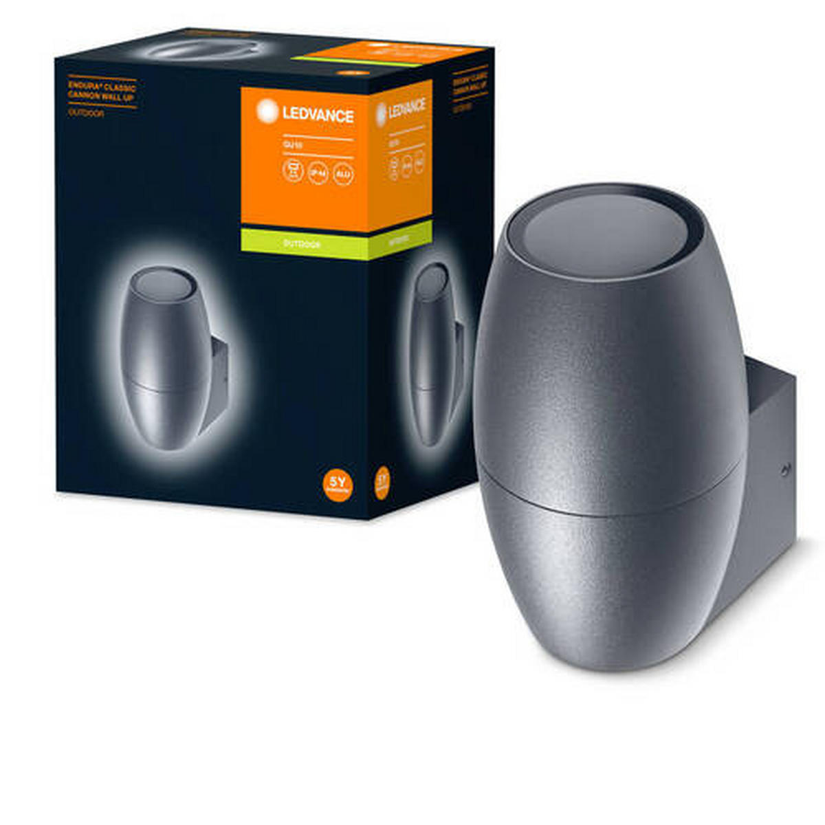 AUßENWANDLEUCHTE Endura Classic Cannon Up 9/7,5/12 cm   - Anthrazit, Basics, Glas/Metall (9/7,5/12cm) - Ledvance