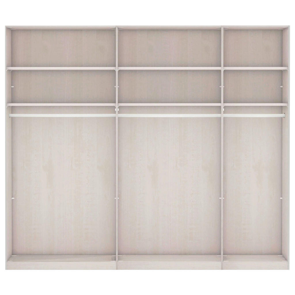 Thumbnail - Voleo Schwebetürenschrank, Weiß, Eiche Bianco, Holzwerkstoff, 6 Fächer, 250x217x67 cm, ISO 9001, Goldenes M, Made in Ger...