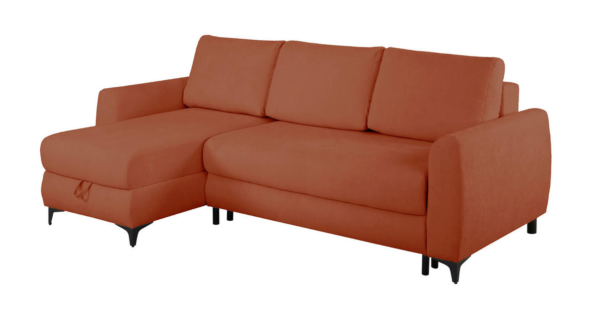 ECKSOFA Moli Rostfarben Bouclé  - Rostfarben/Schwarz, Design, Textil/Metall (236/148cm) - MID.YOU