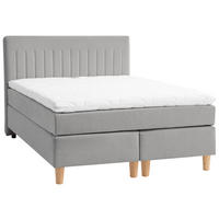 BOXSPRINGBETT 140/200 cm  in Platinfarben  - Platinfarben/Buchefarben, Basics, Holz/Textil (140/200cm) - Boxxx