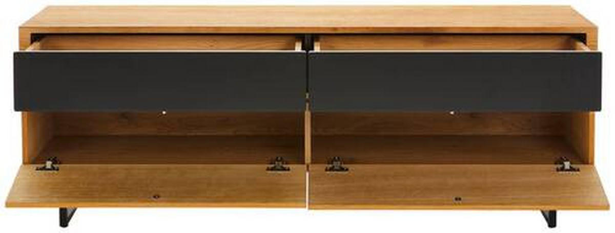 TV-BÄNK  i 160/58/40 cm  - svart/ekfärgad, Design, metall/trämaterial (160/58/40cm) - MID.YOU