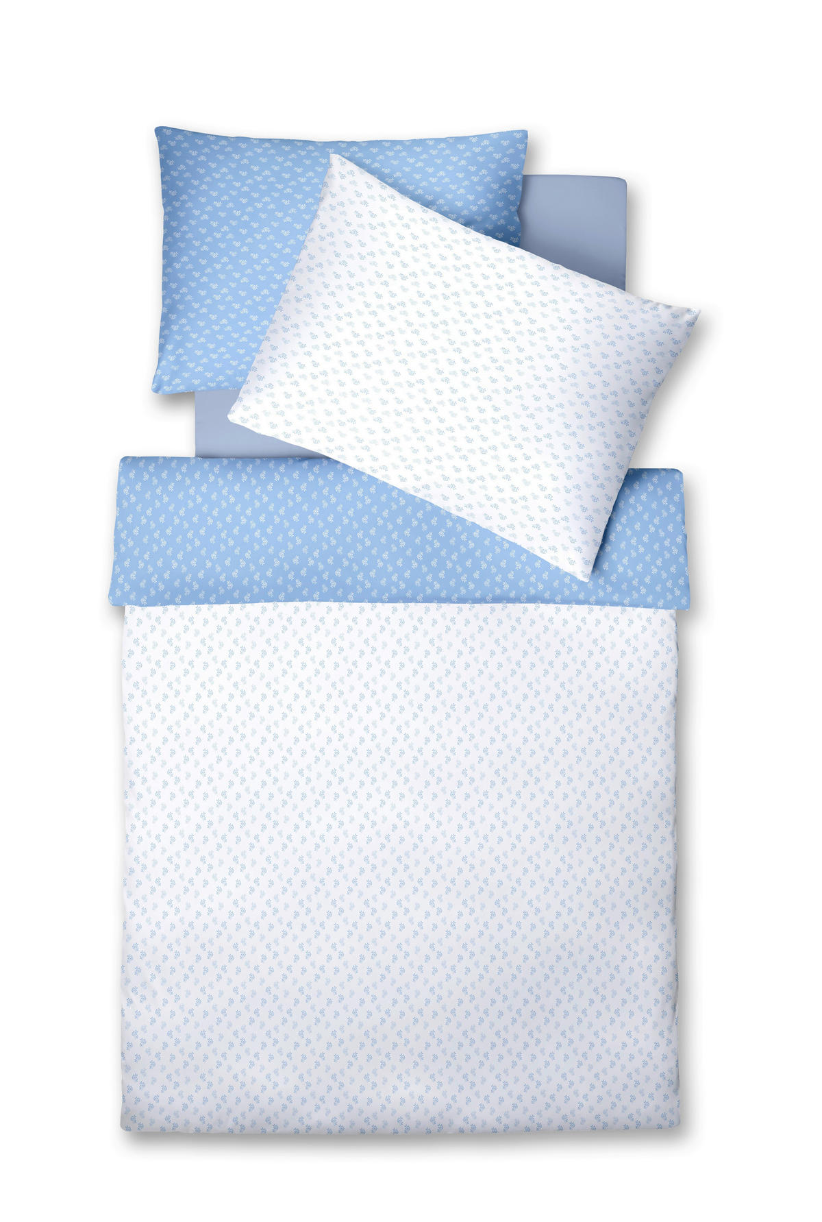 POVLEČENÍ, vzhled lnu, bílá, světle modrá, 140/200 cm - bílá/světle modrá, Moderní, textil (140/200cm) - Fleuresse