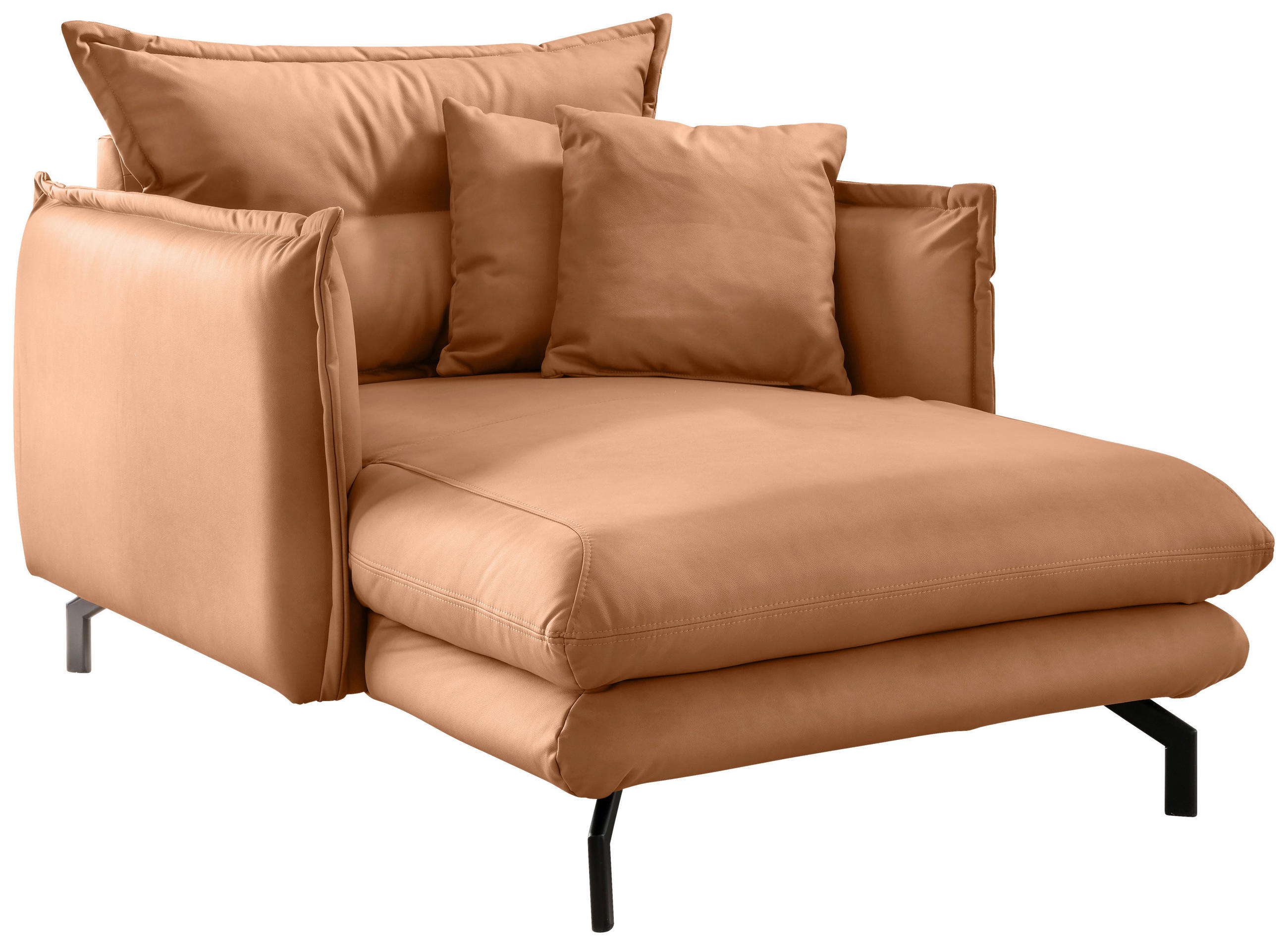 XXL-SESSEL Lederlook Cognac    - Cognac/Schwarz, MODERN, Textil/Metall (111/101/167cm) - Livetastic