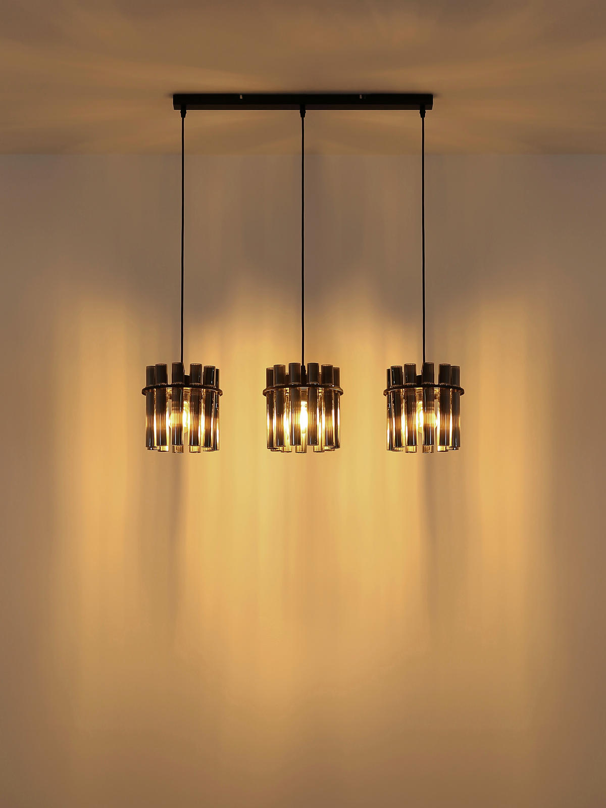 HÄNGELEUCHTE 80/20/120 cm  - Schwarz/Grau, Design, Glas/Kunststoff (80/20/120cm) - Globo