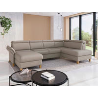 WOHNLANDSCHAFT GLENDALE E Taupe Flachgewebe  - Taupe/Eichefarben, KONVENTIONELL, Holz/Textil (166/321/193cm) - Sit & More