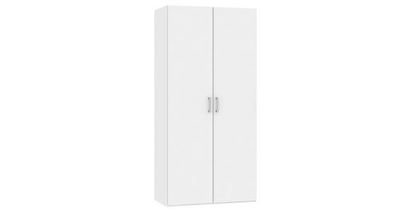 DREHTÜRENSCHRANK in Weiß - Chromfarben/Weiß, Design, Holzwerkstoff (102/215/59cm) - Carryhome