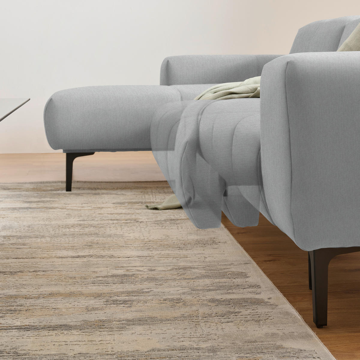 ECKSOFA in Chenille Hellgrau  167/311 cm  - Hellgrau/Schwarz, Design, Textil/Metall (167/311cm) - Xora