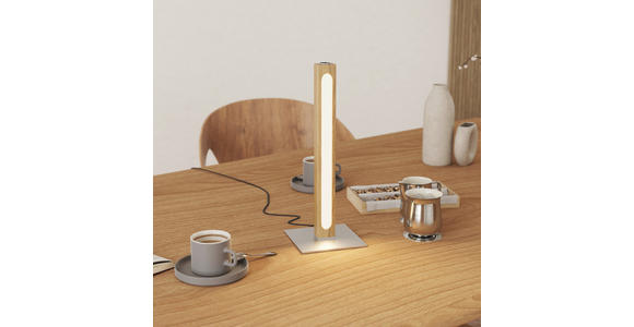 LED-TISCHLEUCHTE 15/40/15 cm   - Eichefarben/Nickelfarben, LIFESTYLE, Holz/Kunststoff (15/40/15cm) - Novel