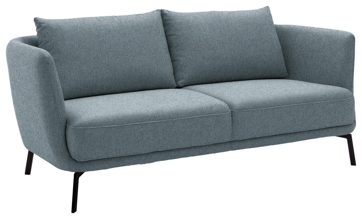 2,5-SITZER  in Flachgewebe Blau  - Blau/Schwarz, Design, Textil/Metall (190/71/91cm) - Schöner Wohnen