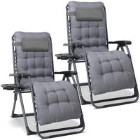 GARTEN-RELAXSESSEL-SET Stahl  - Schwarz/Grau, Basics, Textil/Metall (68/88/110cm) - Modante
