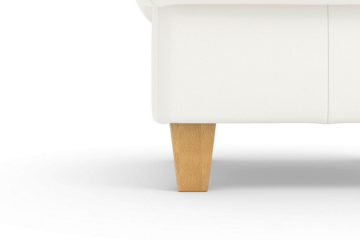 TABURETKA, koža, 58/48/58 cm - biela/farba duba, Basics, koža/drevo (58/48/58cm) - Sit & More