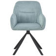 ARMLEHNSTUHL  Stoffauswahl, Sitzfläche 360° drehbar, inklusive Armlehnen Cord  - Schwarz/Hellblau, Design, Textil/Metall (56/83/62cm) - Carryhome