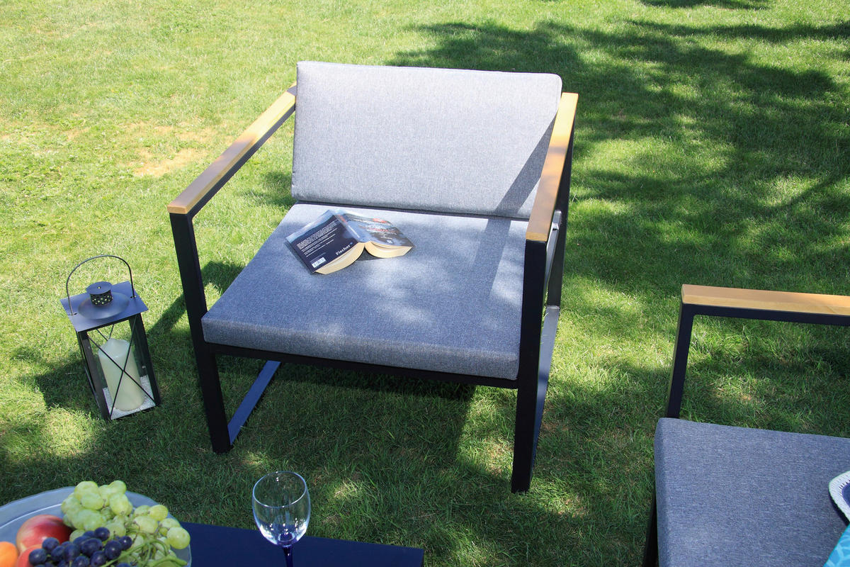 LOUNGEGARNITUR   Stahl  - Anthrazit, Basics, Textil/Metall - Acamp