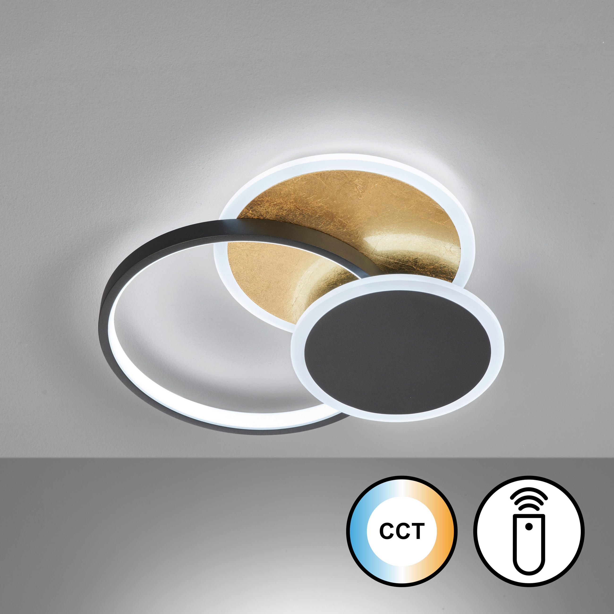 LED-DECKENLEUCHTE Tomo 40 cm  - Schwarz, Design, Metall (40cm) - Fischer & Honsel