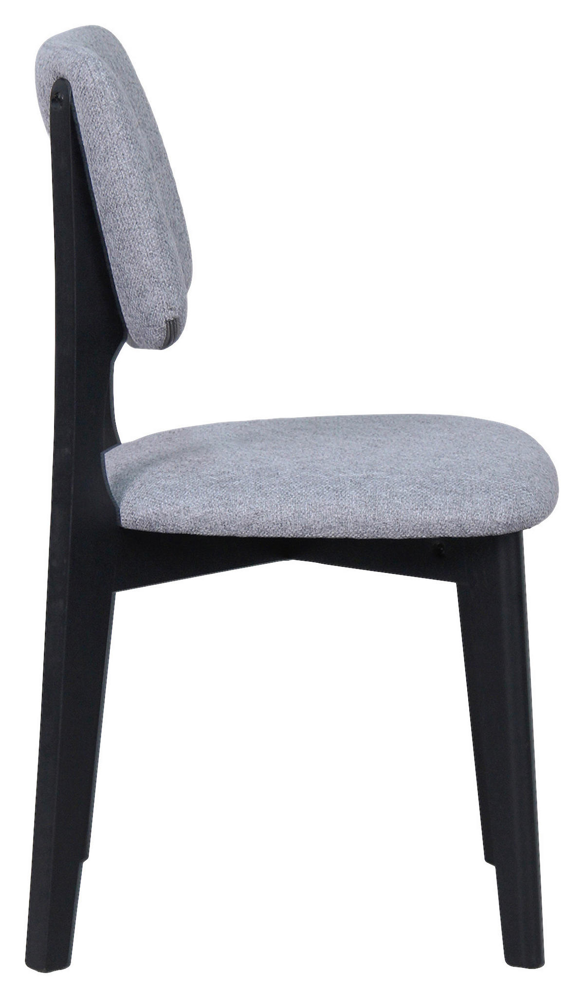 STUHL-SET Webstoff Grau, Schwarz Kautschukholz massiv  - Schwarz/Grau, MODERN, Holz/Textil (48/87/54cm) - MID.YOU