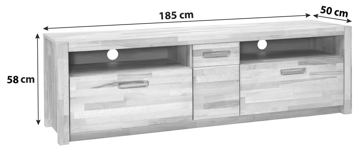 TV-ELEMENT  in 185/58/50 cm  - Buchefarben/Alufarben, Design, Holz/Metall (185/58/50cm) - MID.YOU