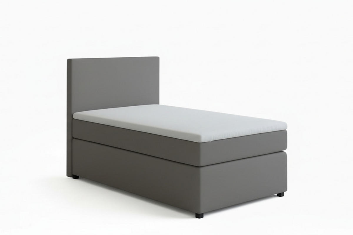 BOXSPRINGBETT 90/200 cm,  in Grau, Matratze, Topper, H3 = fest  - Schwarz/Grau, MODERN, Kunststoff/Textil (90/200cm) - MID.YOU