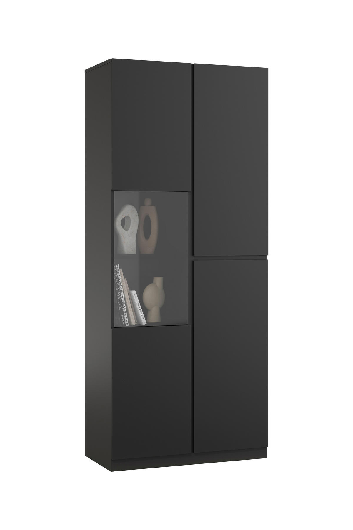 VITRINE Schwarz  - Schwarz, Design, Glas/Holzwerkstoff (79,4/187,5/40cm) - MID.YOU