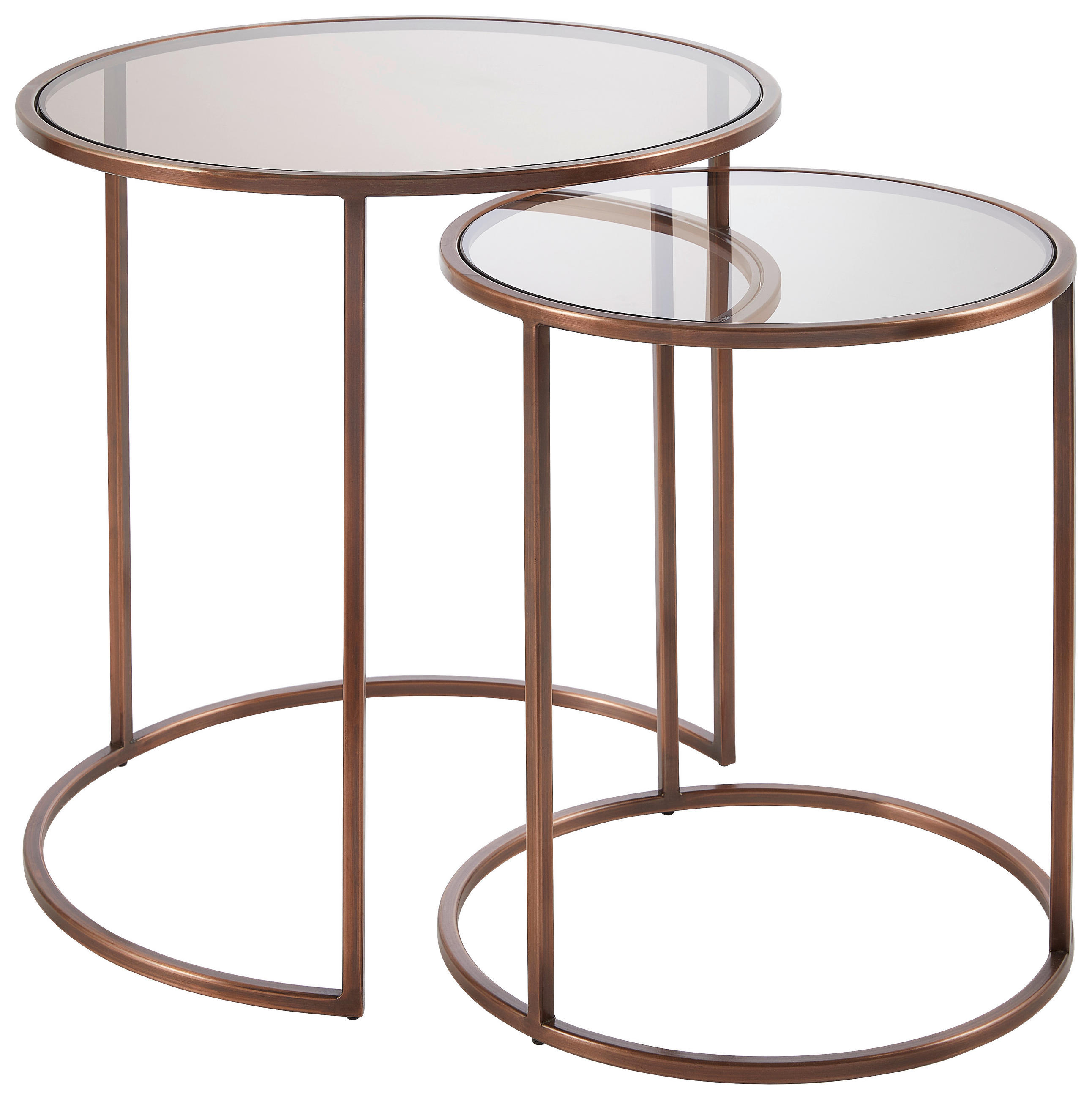 BEISTELLTISCHSET in Metall, Glas 40/45/40 cm - Bronzefarben, Basics, Glas/Metall (40/45/40cm) - Light & Living