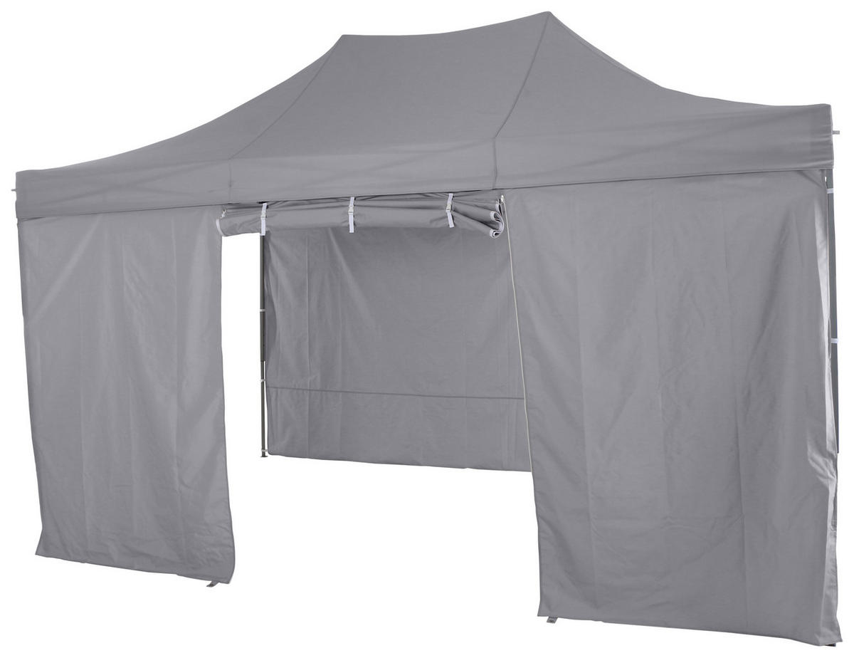 PAVILLON 450/330/300 cm Stahl  - Grau, KONVENTIONELL, Textil/Metall (450/330/300cm) - Siena Garden