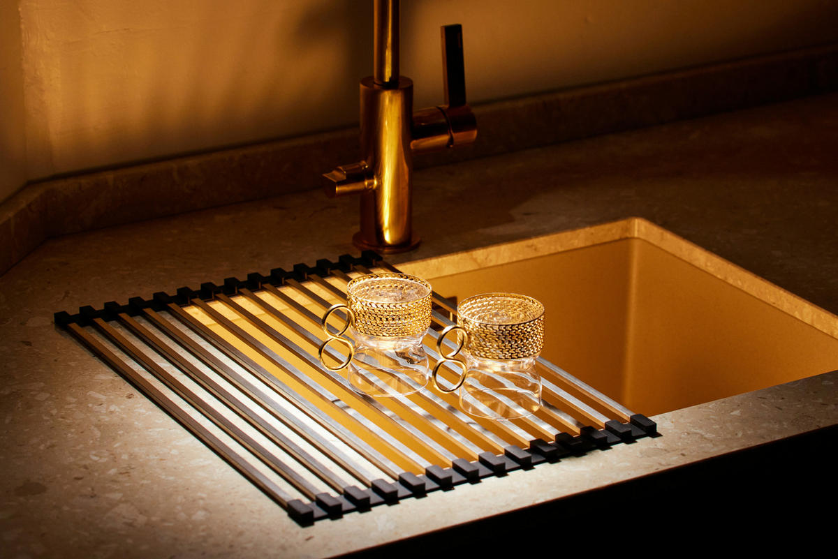 ABTROPFMATTE   - Edelstahlfarben, Basics, Metall (46/32/0,8cm) - HAPPY SINKS