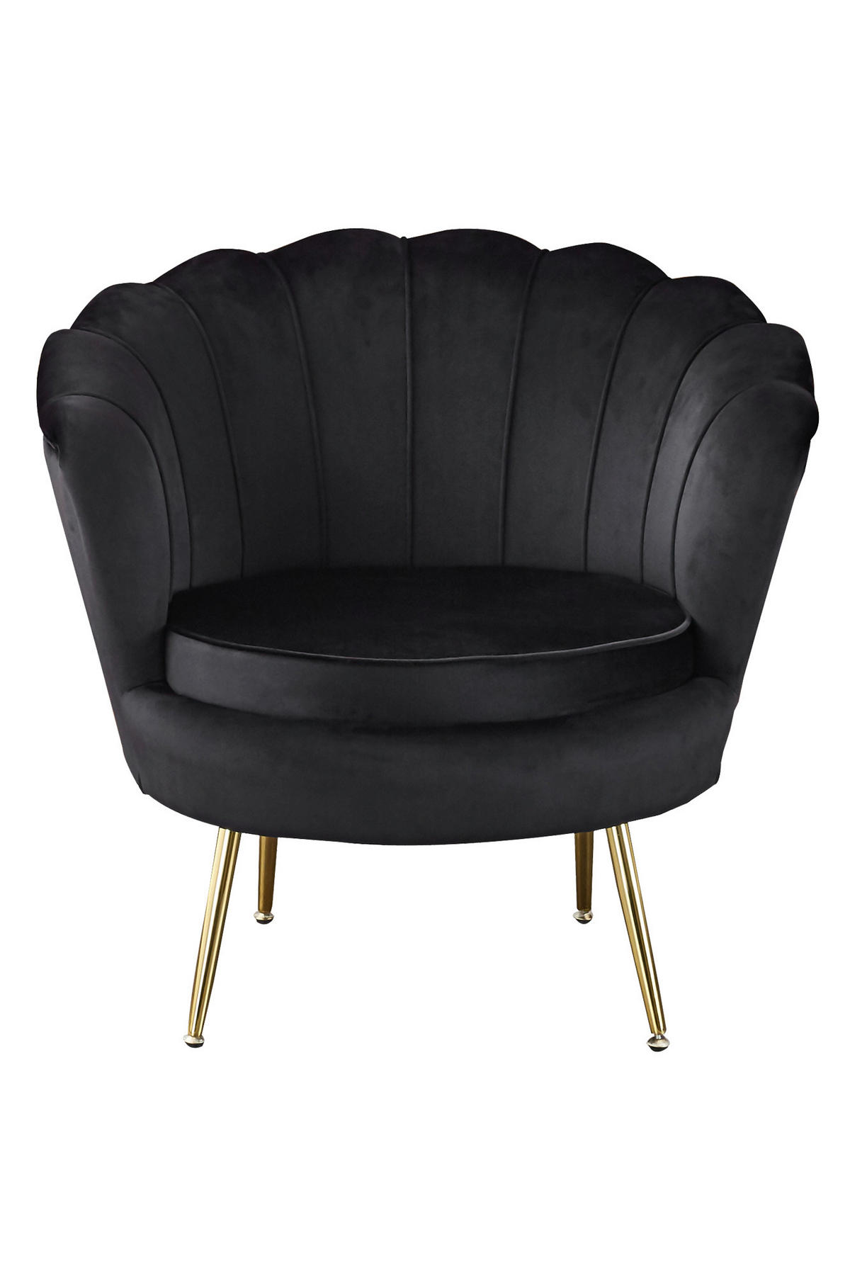 SESSEL in Samt Schwarz  - Goldfarben/Schwarz, MODERN, Textil/Metall (76/78/76cm) - Livetastic