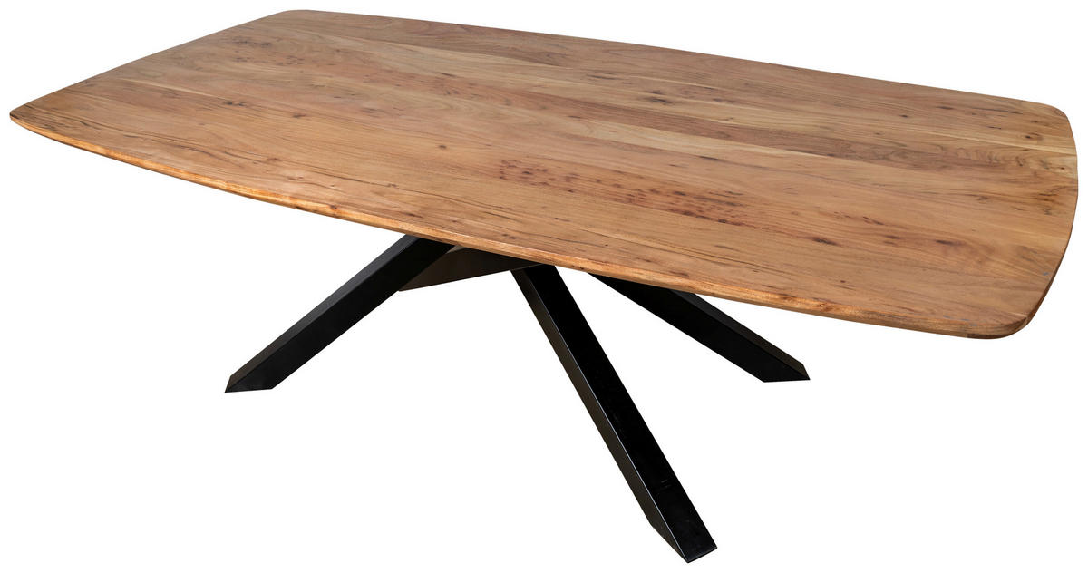 ESSTISCH Echtholz  Holz, Metall rechteckig Naturfarben  - Schwarz/Naturfarben, MODERN, Holz/Metall (220/76/110cm) - MID.YOU