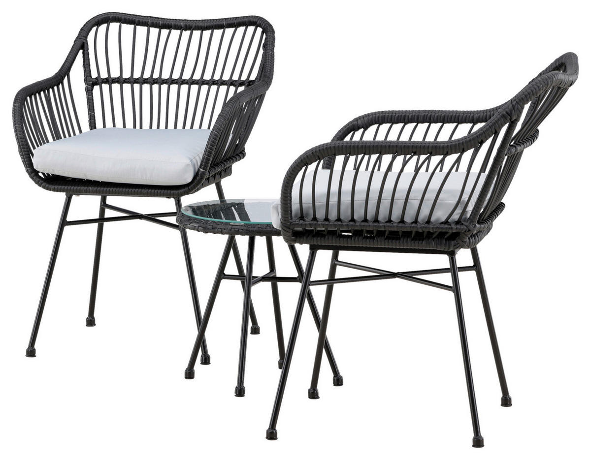 CAFÉSET metall, plast  - svart, Klassisk, metall/plast - Gardenson