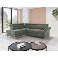 ECKSOFA GLENDALE E Dunkelgrün Flachgewebe  - Dunkelgrün/Eichefarben, KONVENTIONELL, Holz/Textil (193/247cm) - Sit & More