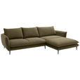 ECKSOFA  in Webstoff Grün  304/196 cm  - Schwarz/Grün, KONVENTIONELL, Textil/Metall (304/196cm) - Hom`in