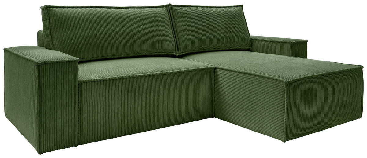 ECKSCHLAFSOFA  mit Armlehnen seitenverkehrt montierbar Samt Dunkelgrün  - Dunkelgrün/Schwarz, KONVENTIONELL, Holz/Kunststoff (251/170cm) - MID.YOU